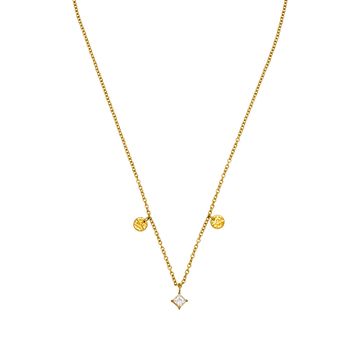 Goldene Kette mit funkelndem Anhänger und strukturierten Elementen von PURELEI.