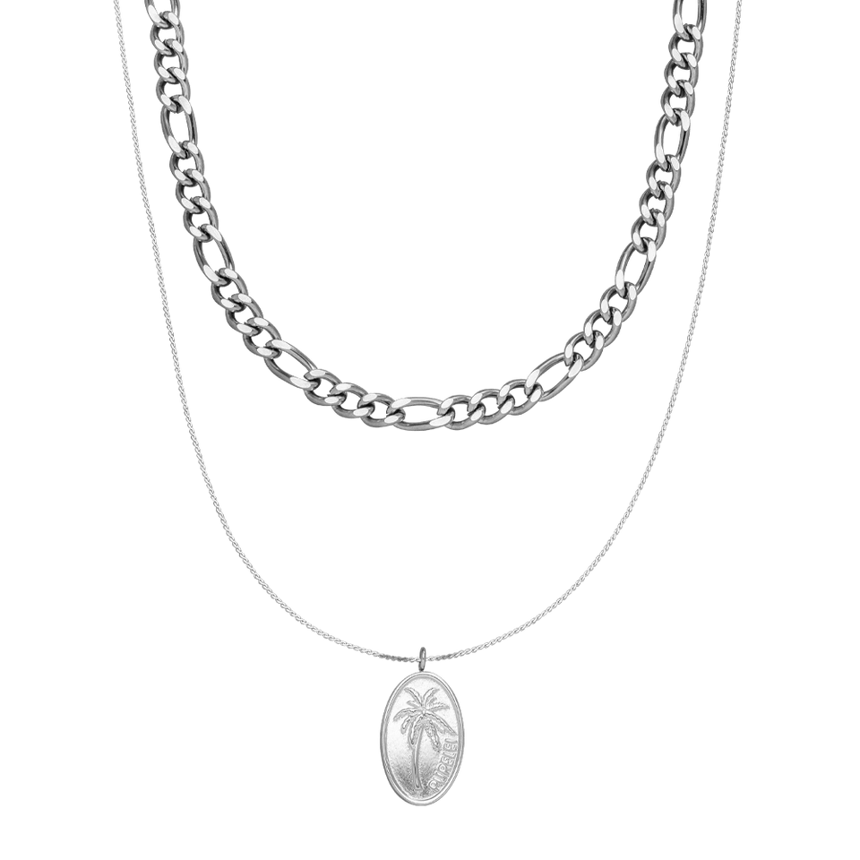 PURELEI Aiani Ketten-Set in Silber mit Palm-Anhänger, nickelfrei, eleganter Layering-Look im cleanen Design