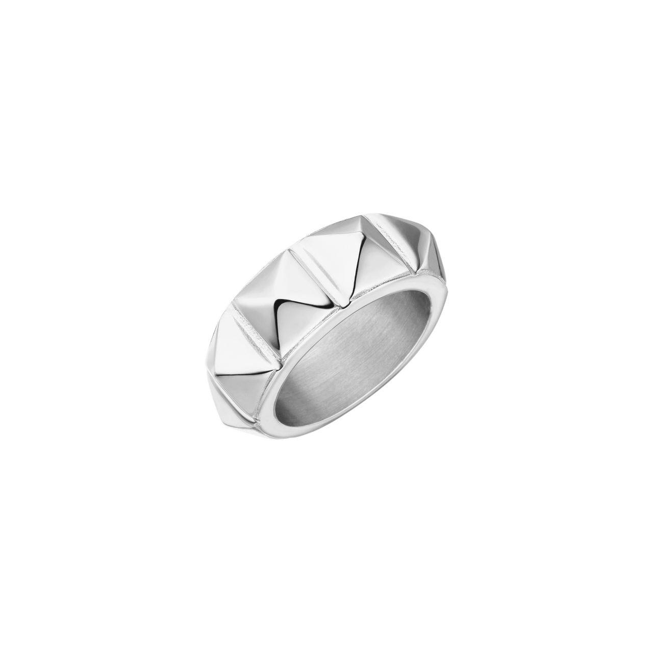 Be You Ring aus nickelfreiem, silbernem Edelstahl mit markanten Nieten, PURELEI Signatur für edgy Eleganz.