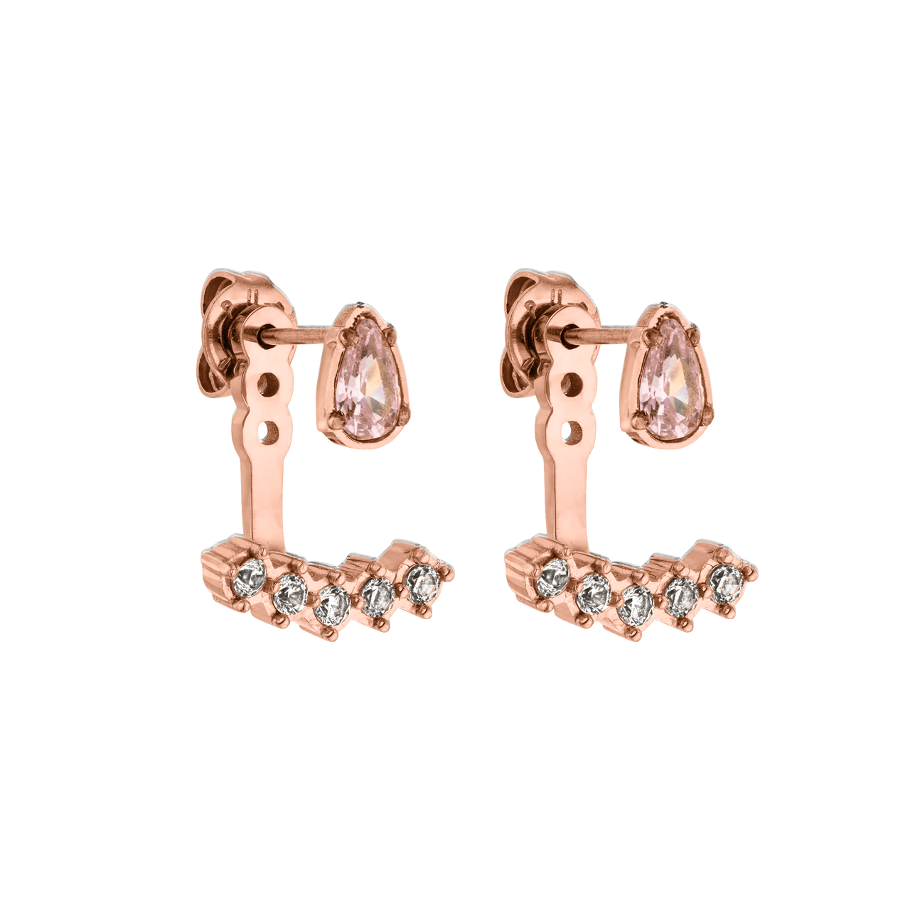 Adore Ohrringe von PURELEI in roségold mit rosa und weißen Zirkonia, elegant und nickelfrei.