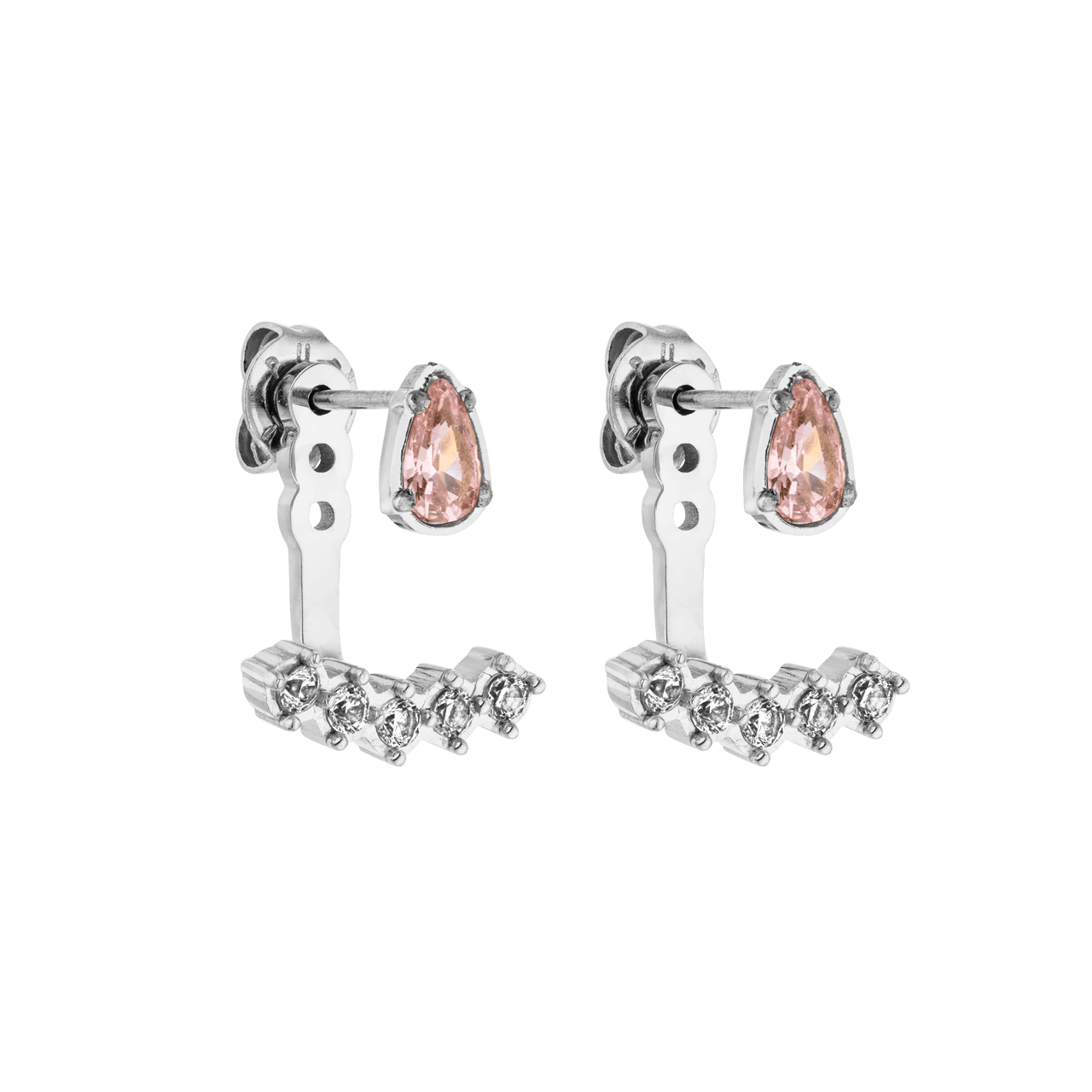Adore Ohrringe in Silber mit rosa und weißen Zirkonia, nickelfrei, elegant und vielseitig tragbar von PURELEI.