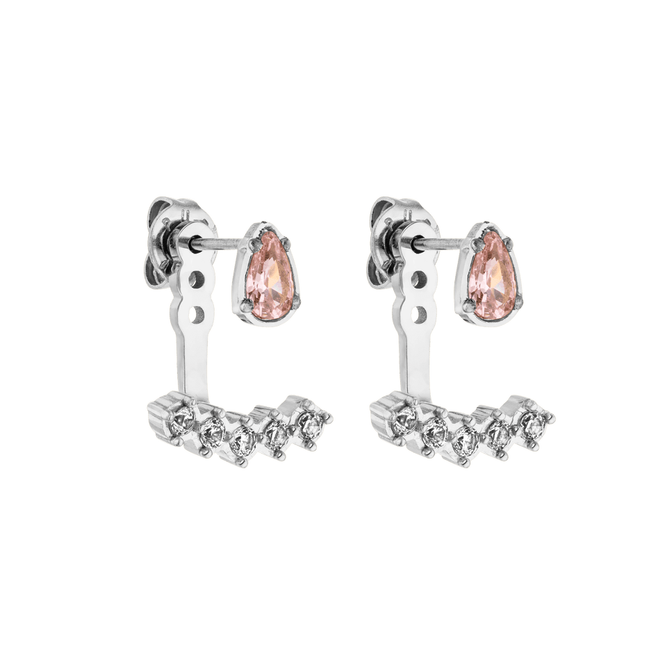 Adore Ohrringe in Silber mit rosa und weißen Zirkonia, nickelfrei, elegant und vielseitig tragbar von PURELEI.