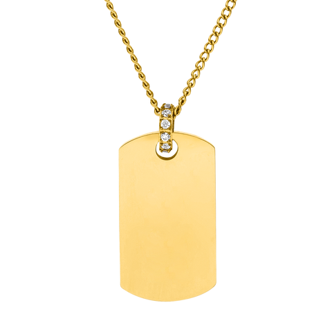Plate Charm Kette von PURELEI in 18K Gold mit Zirkonia besetzt, elegant und nickelfrei für feminine Aloha-Vibes.