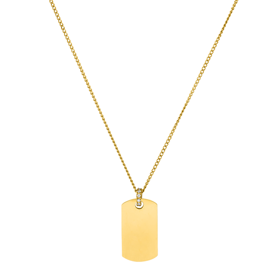 Plate Charm Kette von PURELEI aus 18K vergoldetem Edelstahl mit Zirkonia, elegant und nickelfrei für jeden Tag.