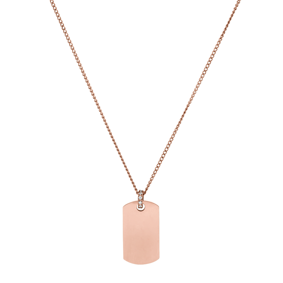 PURELEI Plate Charm Kette in Roségold mit Zirkonia, nickelfrei, elegant und feminin für jeden Tag.
