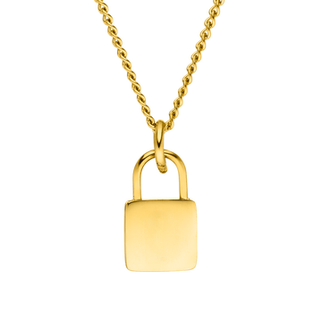 PURELEI Padlock Charm Kette aus 18K vergoldetem Edelstahl, elegant und nickelfrei mit warmem Glanz.