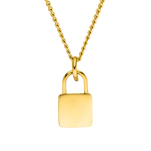 PURELEI Padlock Charm Kette aus 18K vergoldetem Edelstahl, elegant und nickelfrei mit warmem Glanz.