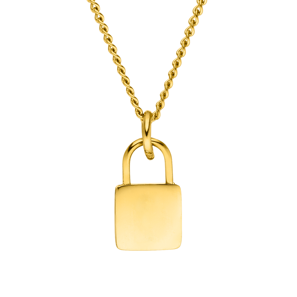 PURELEI Padlock Charm Kette aus 18K vergoldetem Edelstahl, elegant und nickelfrei mit warmem Glanz.