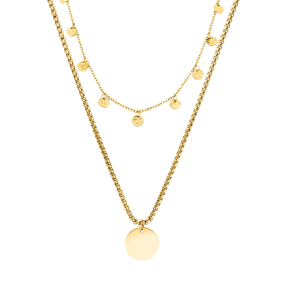 Olomana Ketten-Set in 18K vergoldetem Edelstahl mit Münz-Anhänger, elegant und zeitlos, PURELEI.