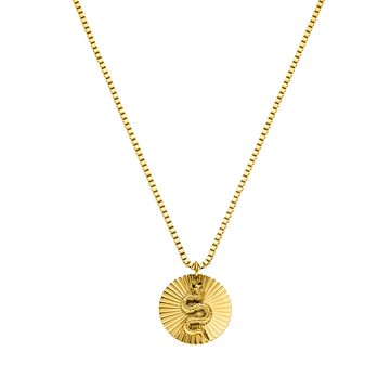 PURELEI Snake Coin Kette in 18K Gold mit geprägtem Schlangensymbol, elegant und nickelfrei, zeitlos feminin.