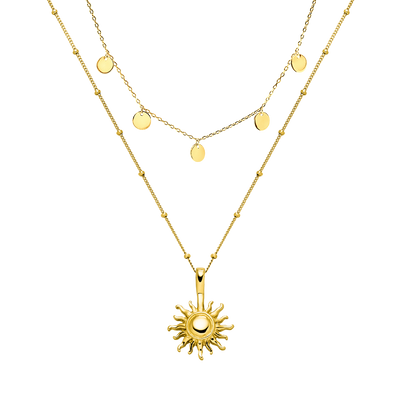 Kailua Ketten-Set von PURELEI, goldene Wasserfest Ketten mit Sonnen- und Münz-Design, elegant und sommerlich.