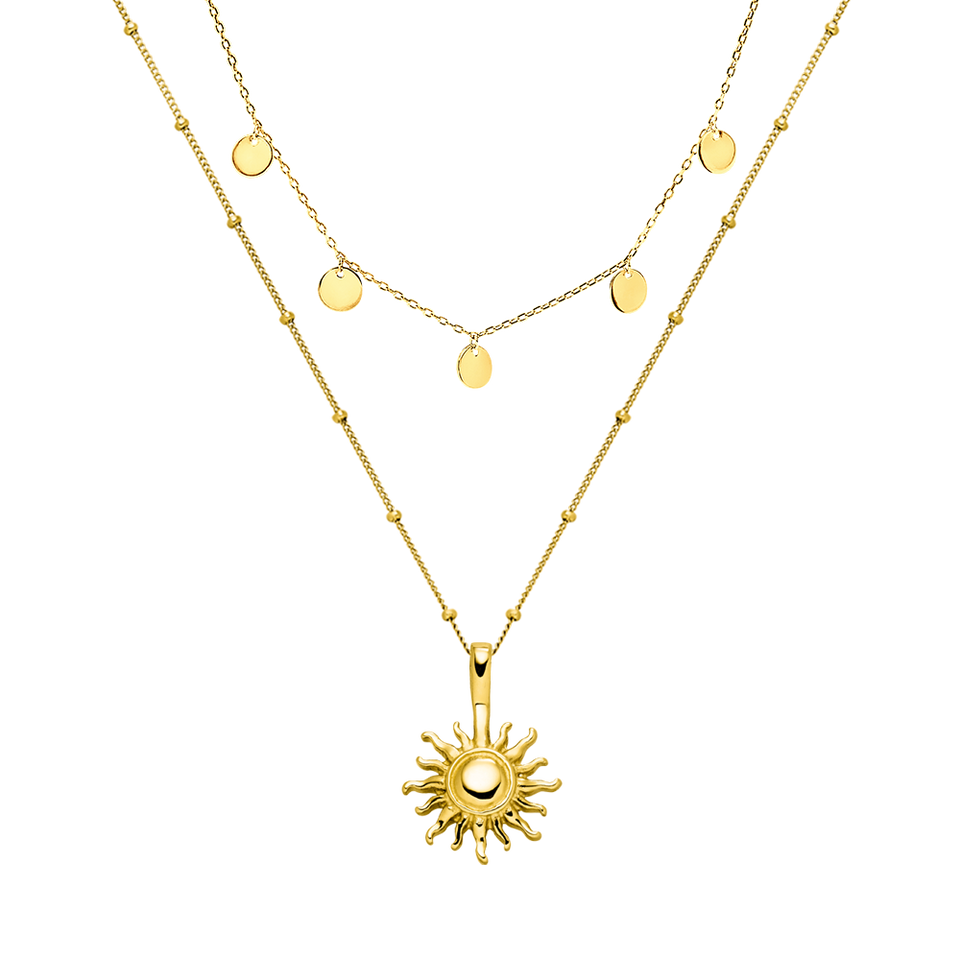 Kailua Ketten-Set von PURELEI, goldene Wasserfest Ketten mit Sonnen- und Münz-Design, elegant und sommerlich.