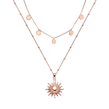 Kailua Ketten-Set in Roségold mit Sonnenanhänger und zarten Plättchen, elegant und feminin von PURELEI.