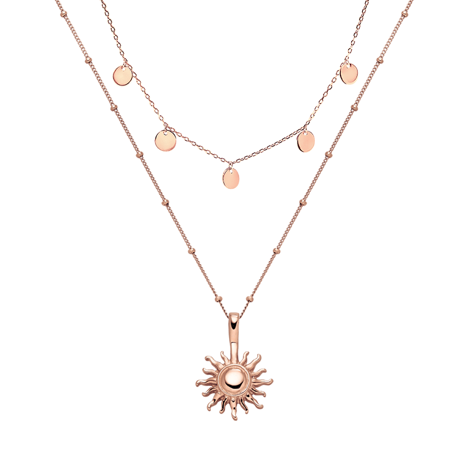 Kailua Ketten-Set in Roségold mit Sonnenanhänger und zarten Plättchen, elegant und feminin von PURELEI.