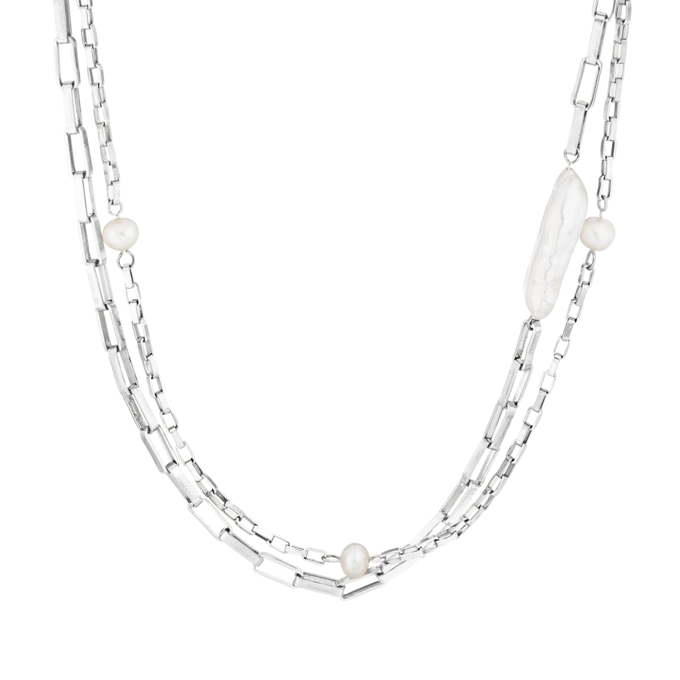Kapakai Kette von PURELEI aus Silber mit Perlen-Mix, elegant und feminin, inspiriert von tropischem Meeresspirit.