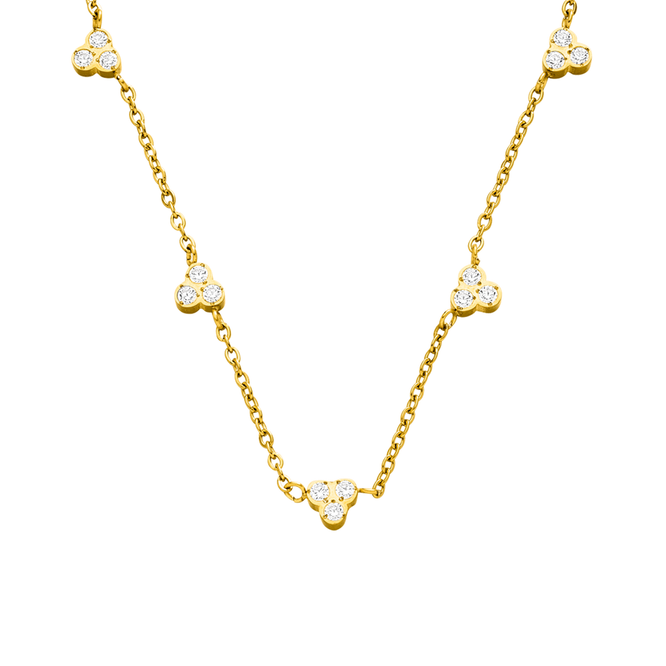 Amicizia Kette von PURELEI aus goldener Edelstahlkette mit weißen Zirkonia-Steinen, elegant und feminin.