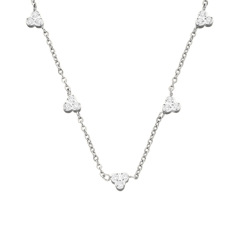 PURELEI Amicizia Kette, goldene Edelstahlkette mit weißen Zirkonia-Steinen, elegant und vintage-inspiriert