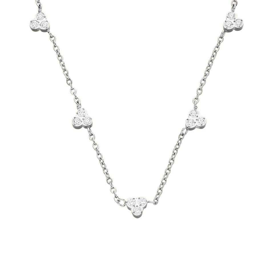 PURELEI Amicizia Kette, goldene Edelstahlkette mit weißen Zirkonia-Steinen, elegant und vintage-inspiriert