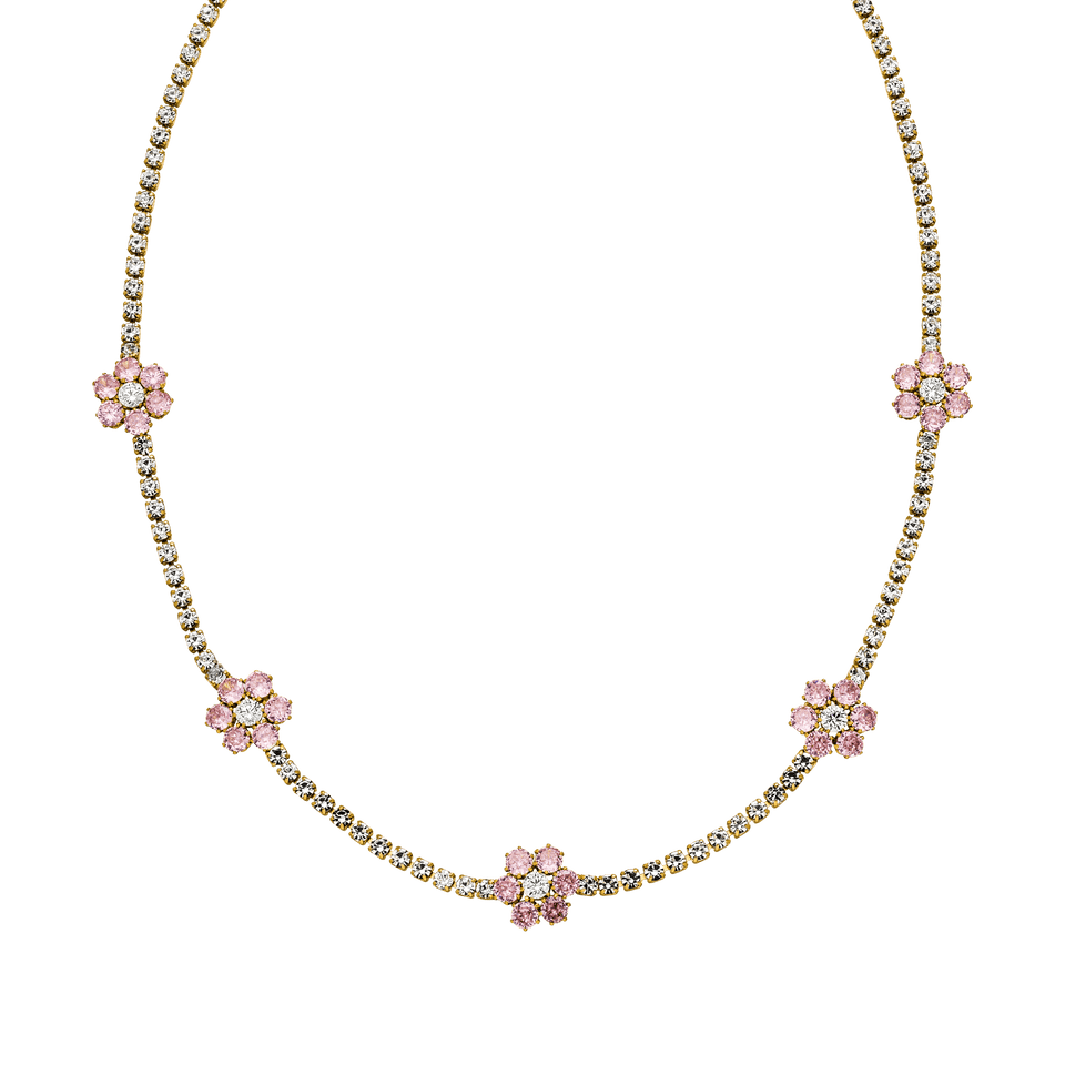 Anima Kette von PURELEI mit pinken Zirkonia-Blumen, 18K rosévergoldet, femininer Hawaii-Charme, elegant und filigran.