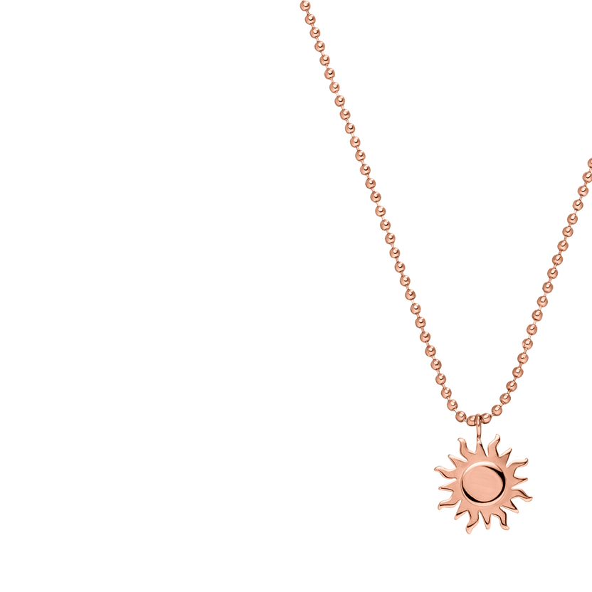 Roségoldene Kette mit Sonnenanhänger, elegant und strahlend, von PURELEI.