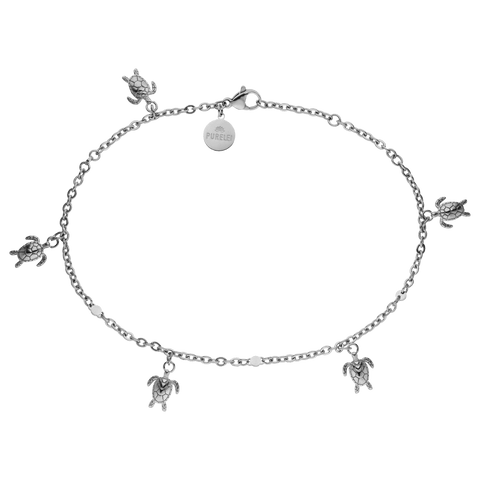 Silbernes Armband mit Schildkröten-Anhängern, inspiriert von der Meereswelt – PURELEI.