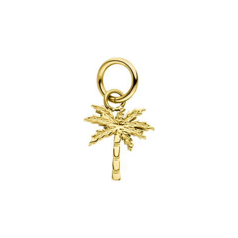 Palmtree Charm von PURELEI, goldener Edelstahl Anhänger in Palmenform, elegant und tropisch inspirierend.