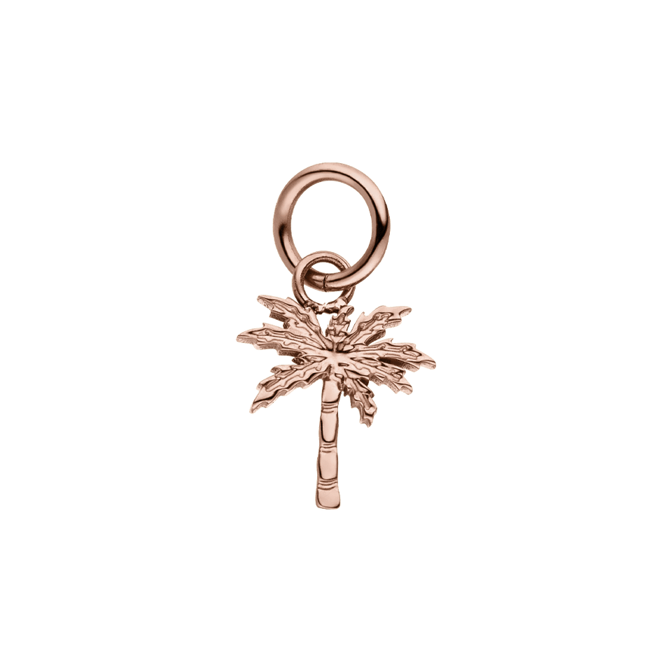 Rosévergoldeter Palmtree Charm aus Edelstahl von PURELEI, detailed Palmenanhänger, clean & elegant gestaltet.