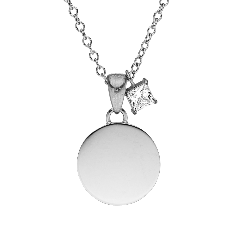 PURELEI Poetic Kette aus nickelfreiem Silber mit gravierbarem Coin und funkelndem Zirkonia für feminine Eleganz.