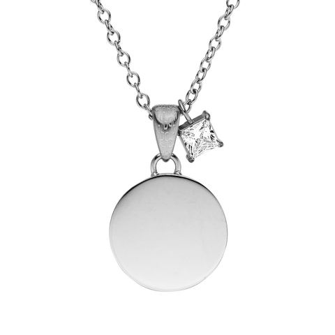 PURELEI Poetic Kette aus nickelfreiem Silber mit gravierbarem Coin und funkelndem Zirkonia für feminine Eleganz.