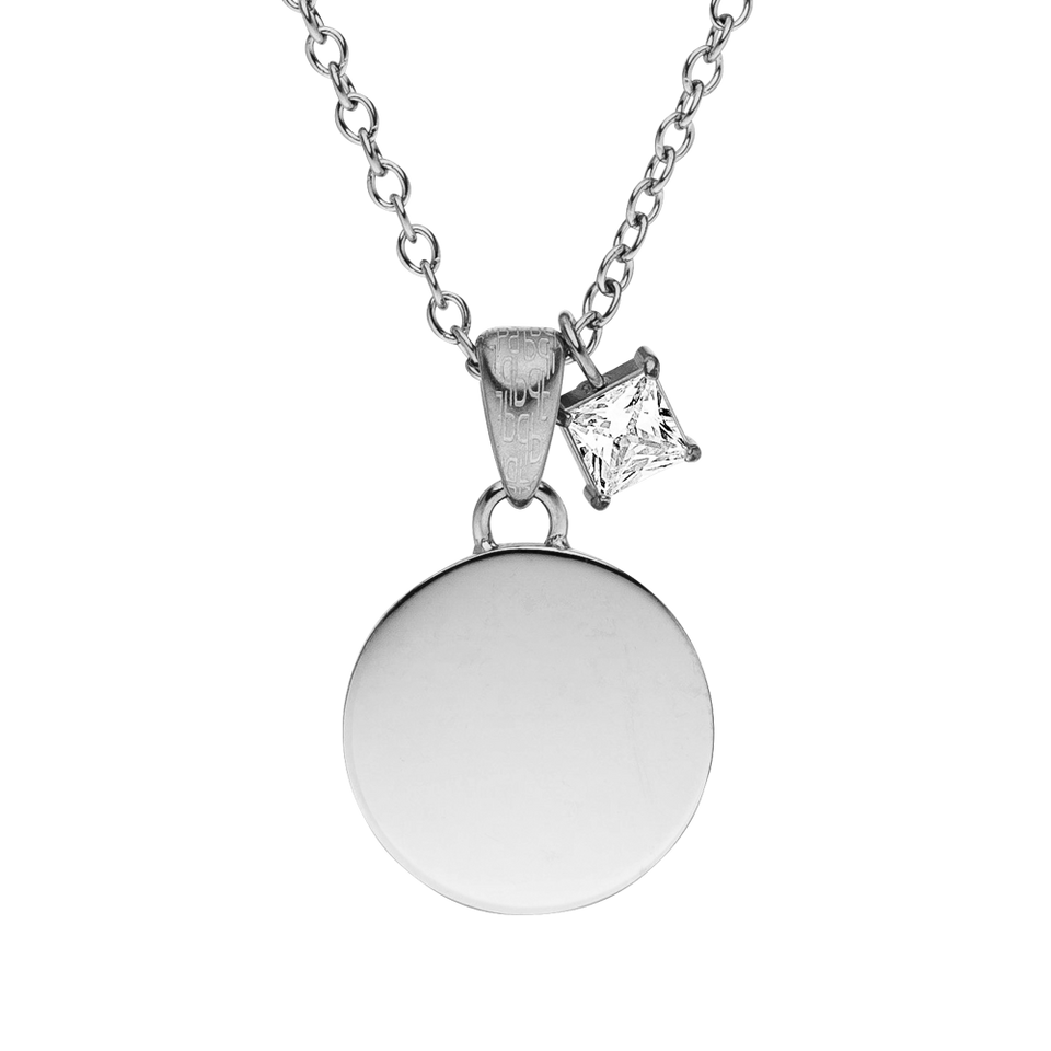 PURELEI Poetic Kette aus nickelfreiem Silber mit gravierbarem Coin und funkelndem Zirkonia für feminine Eleganz.