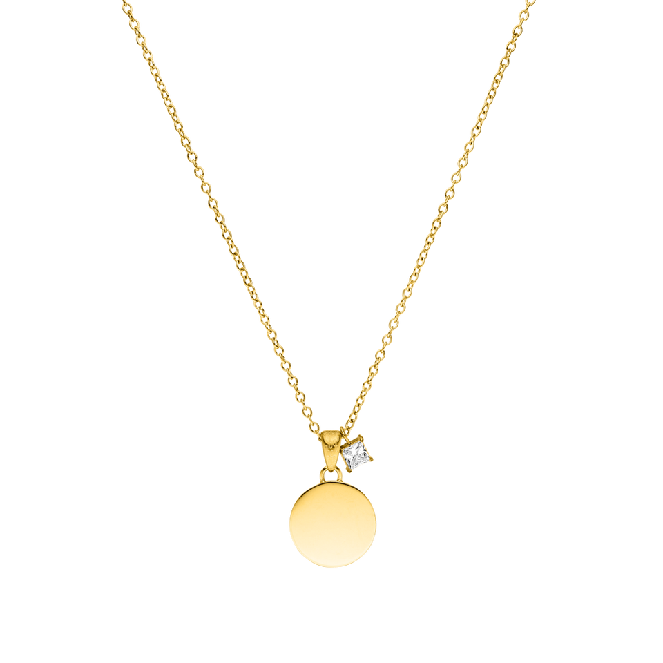 Poetic Kette von PURELEI, feine 18K Goldkette mit gravierbarem Coin und funkelndem Zirkonia, elegant und zeitlos.