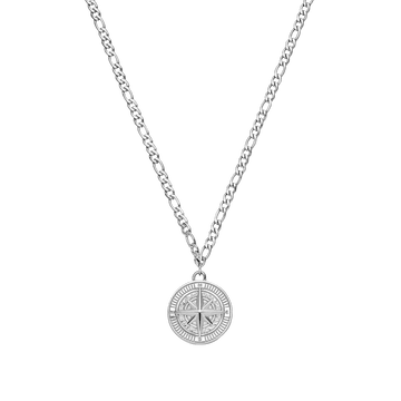 Silberne Kette mit Kompass-Anhänger von PURELEI, elegant und modern.