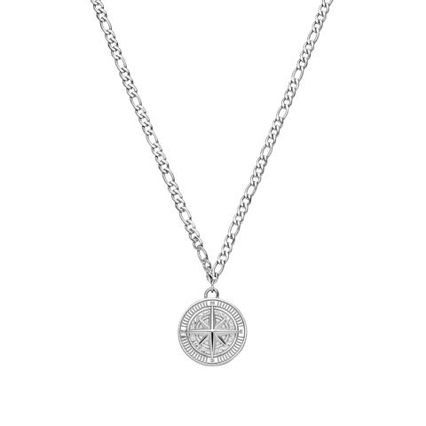 Silberne Kette mit Kompass-Anhänger von PURELEI, elegant und modern.