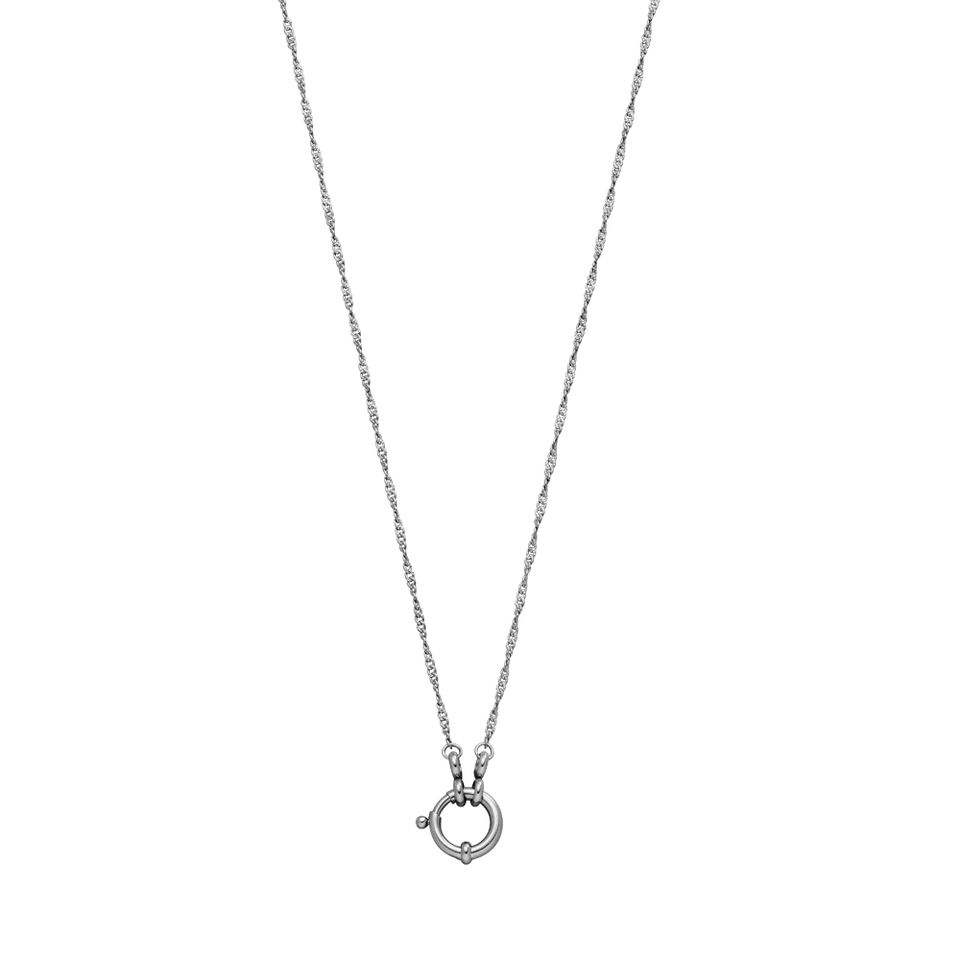 PURELEI Lokahi Charm Kette aus nickelfreiem, silbernem Edelstahl mit filigraner Drehung, elegant und dezent.