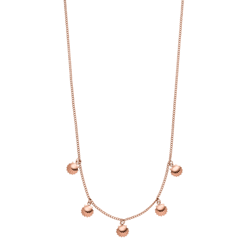Roségoldene Kette mit Muschel-Anhängern von PURELEI, elegant und verspielt.