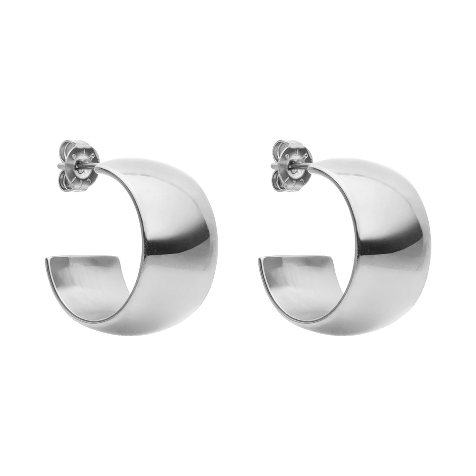 PURELEI Bold Ohrringe aus glänzendem, nickelfreiem silbernem Edelstahl, minimalistisch und kraftvoll.
