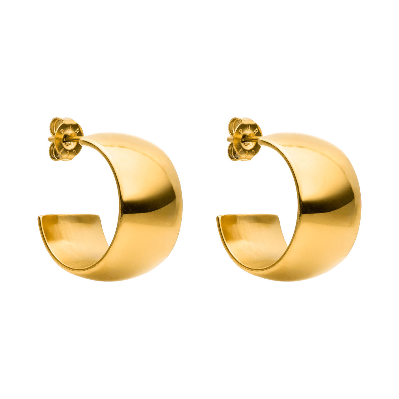 PURELEI Bold Ohrringe aus goldglänzendem Edelstahl, breite Creolen für eleganten, femininen Island-Spirit.