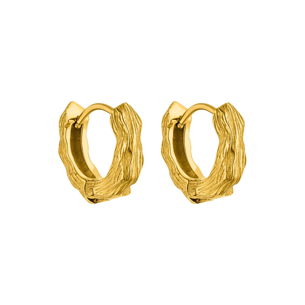 Brushed Ohrringe aus 18K vergoldetem Edelstahl mit gehämmertem Design, pure Eleganz von PURELEI.