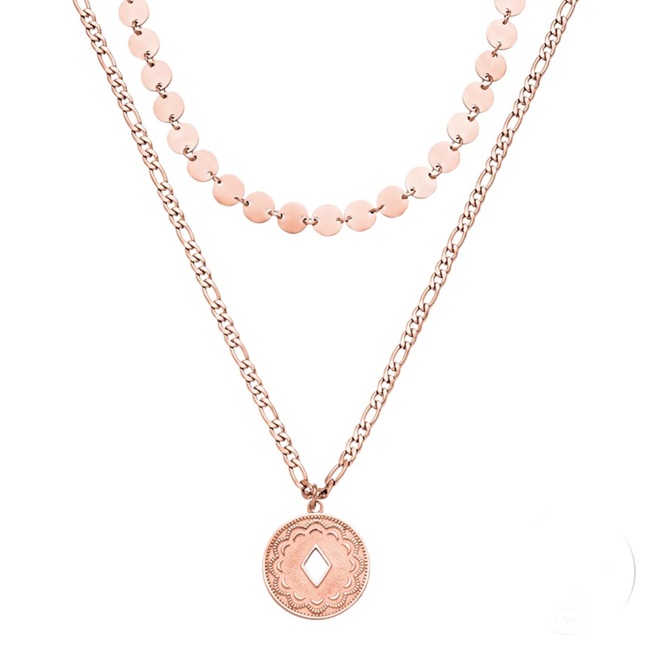 PURELEI Waikiki Ketten-Set in 18K Roségold mit filigranen Münz- und Gliederketten, elegant und feminin.
