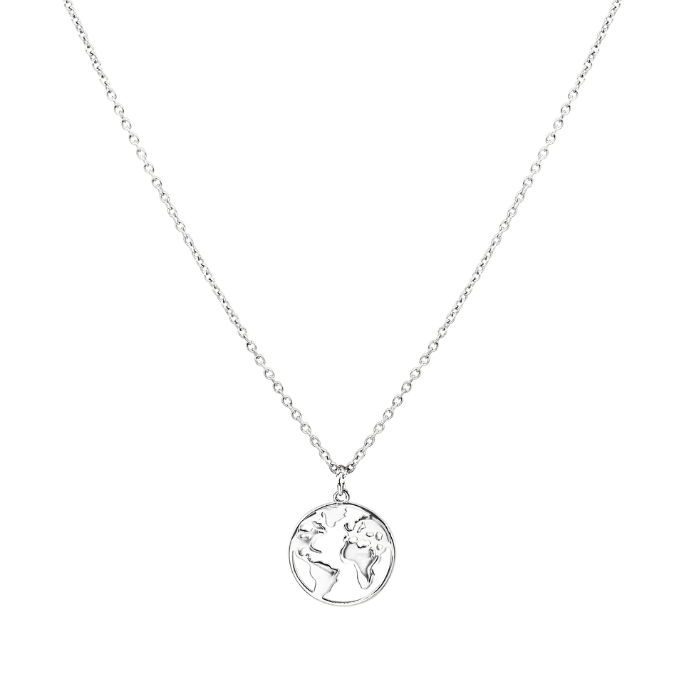 PURELEI World Map Kette in nickelfreiem Silber mit filigranem Globus-Anhänger, elegant und zeitlos.