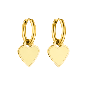Lemon Heart Ohrringe von PURELEI, vergoldete Edelstahl-Creolen mit zitronengelbem Herzanhänger, elegant und feminin.