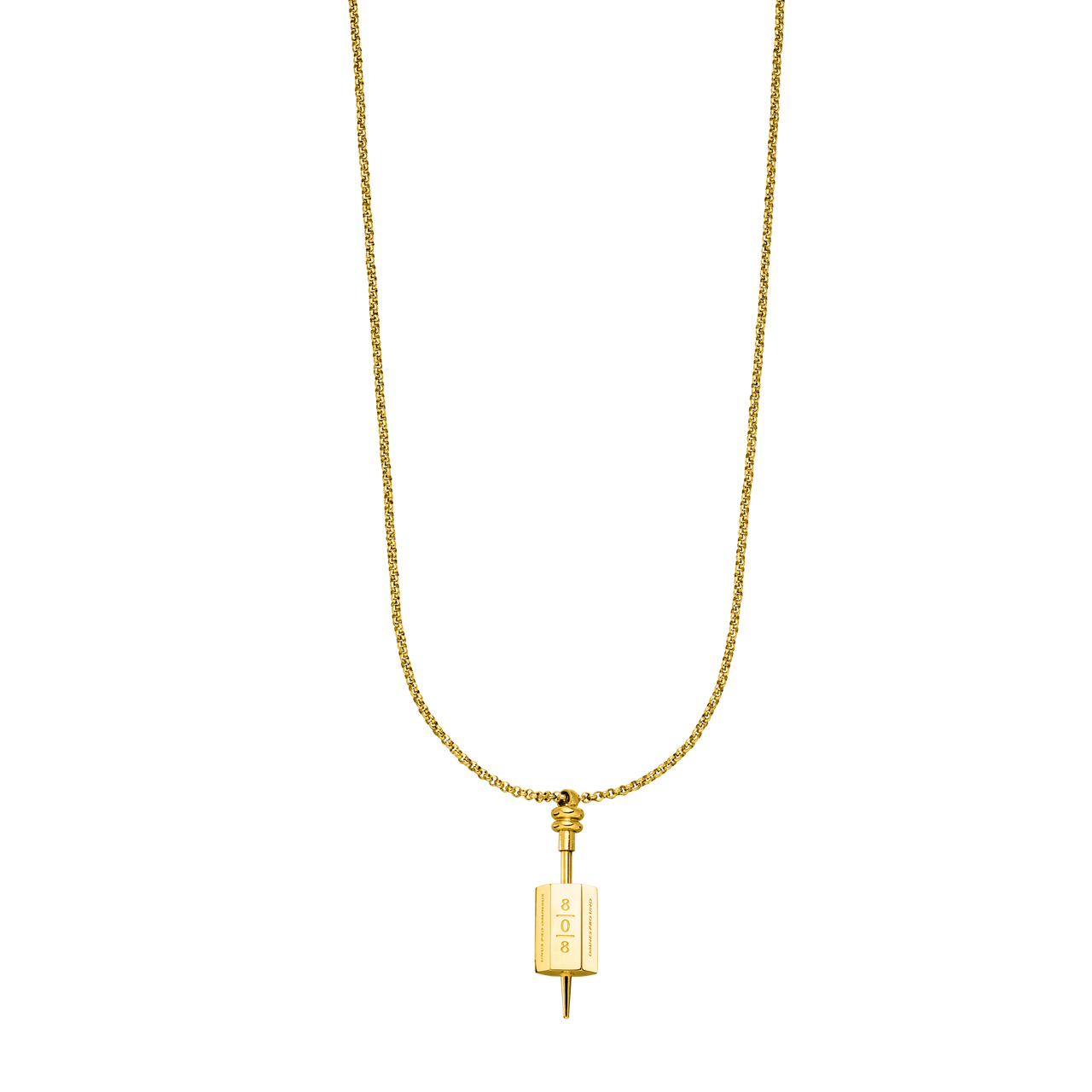 PURELEI 808 Kette in 18K Gold, mit graviertem Anhänger, warm und elegant, symbolisch für Zusammenhalt und Stil