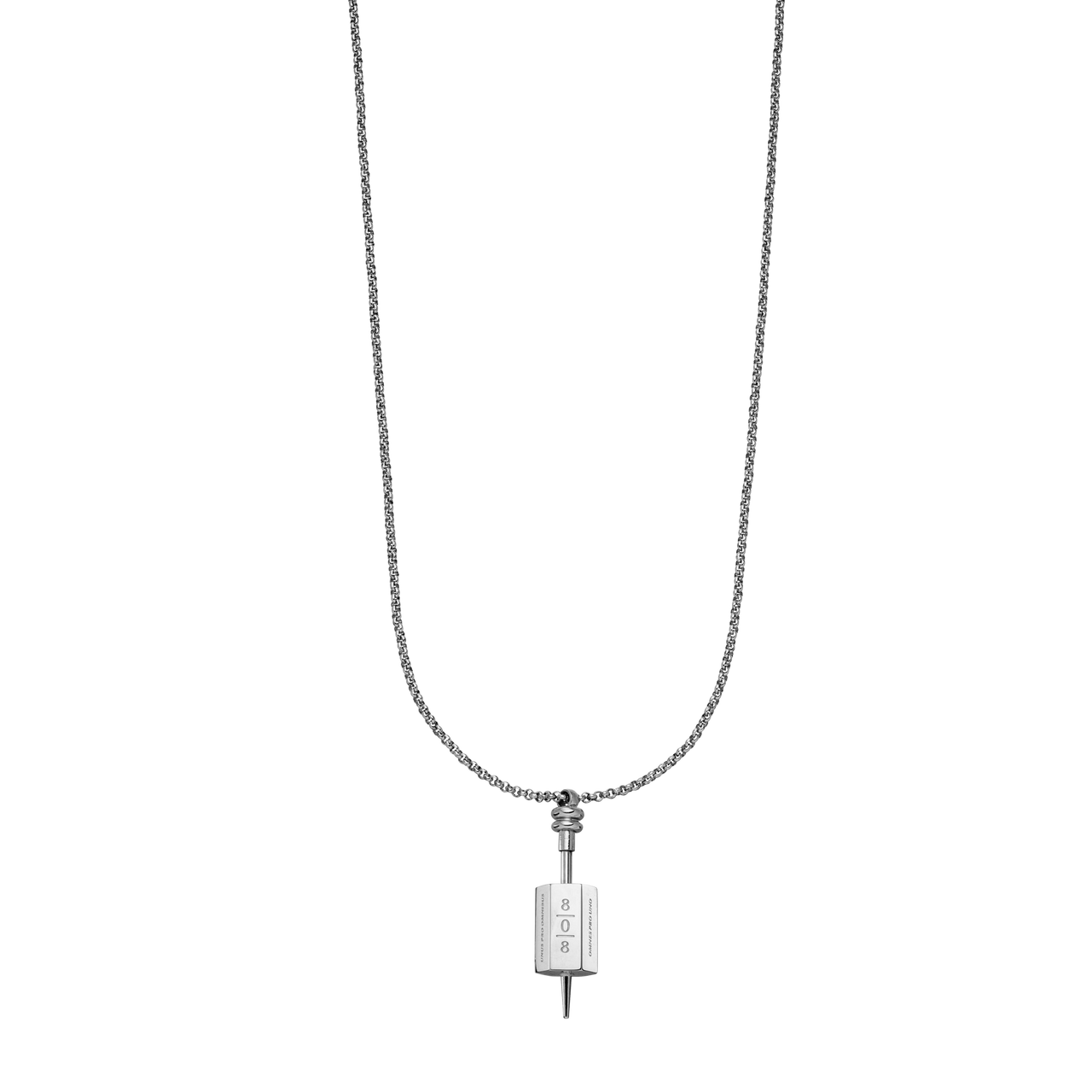 PURELEI 808 Kette aus silbernem Edelstahl mit graviertem Anhänger, elegant und zeitlos, clean & feminin.