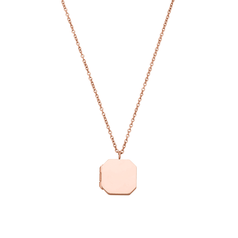 Roségoldene Kette mit octagonalem Anhänger von PURELEI, elegant und modern.