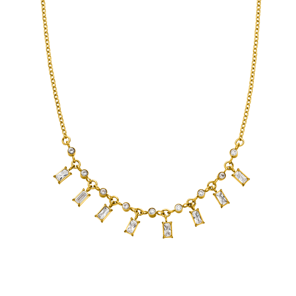 PURELEI Shine Bright Kette mit 18K vergoldetem Edelstahl und strahlenden Zirkonia-Steinen, elegant und zeitlos.