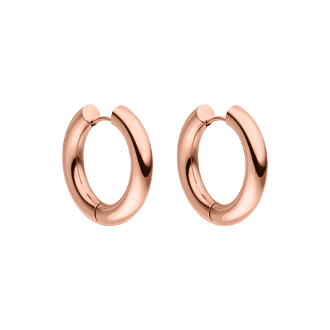 Roségoldene Creolen von PURELEI mit elegantem, geschwungenem Design.