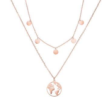 Roségoldene Kette mit Weltkugel-Anhänger und runden Details von PURELEI.