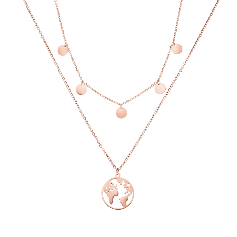 Roségoldene Kette mit Weltkugel-Anhänger und runden Details von PURELEI.