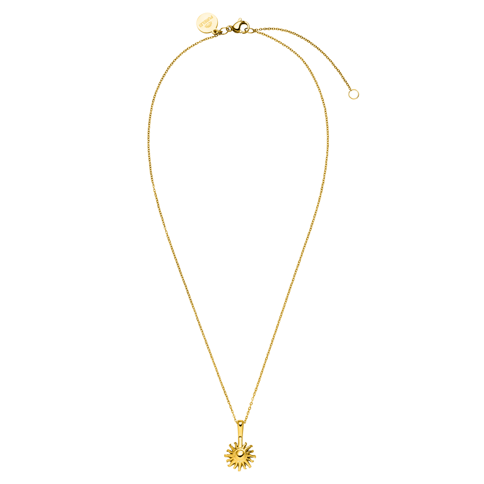 PURELEI Sun Kids Kette in 18K Gold mit filigranem Sonnenanhänger, elegant und nickelfrei, kinderleicht verstellbar.
